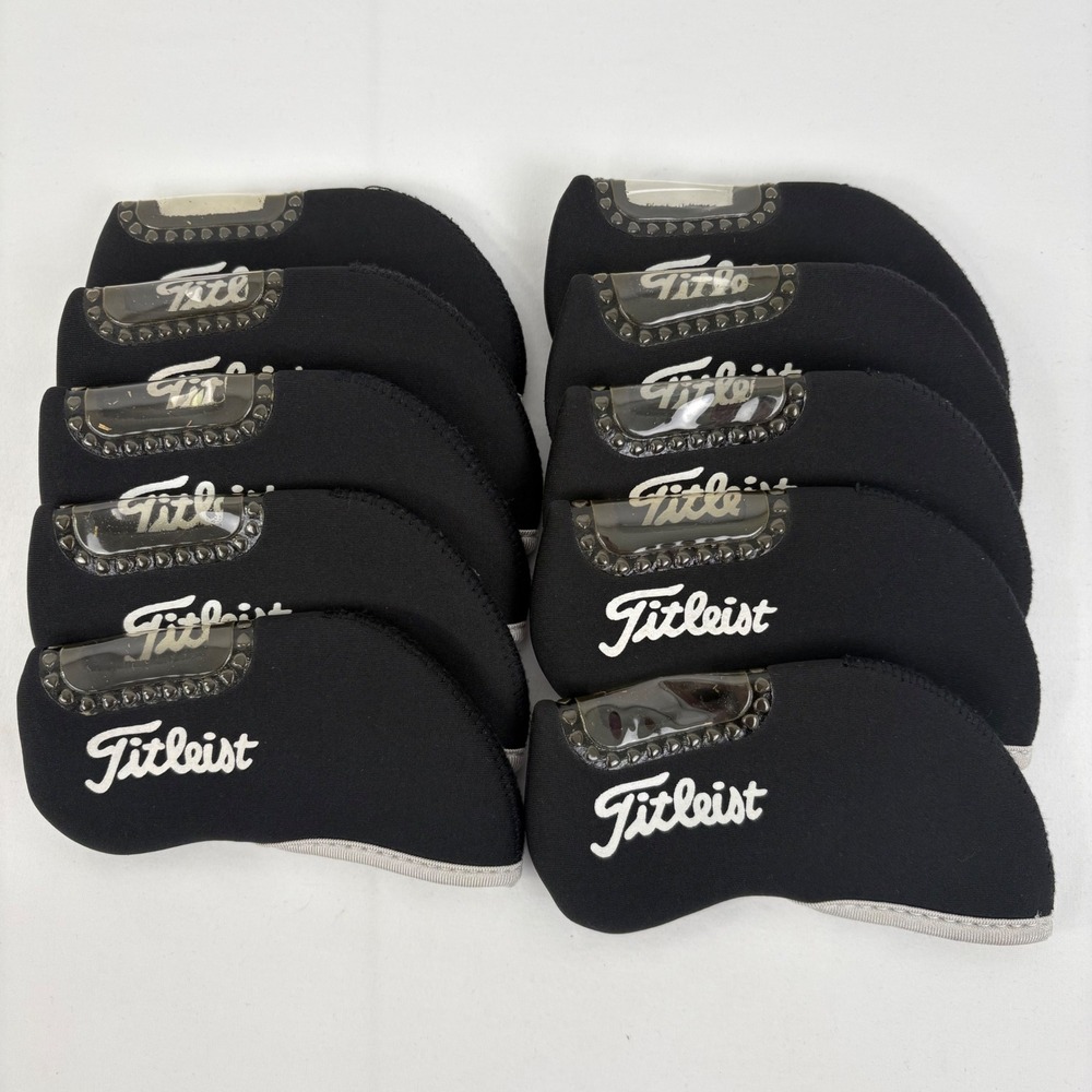 Titleist Black Neoprene Iron Headcovers Set of 10 Clear Window Golf Club Covers